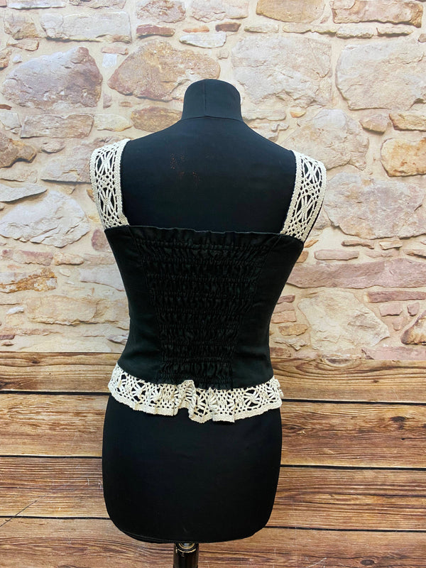Damen Trachtenmieder – Schwarz/Beige, Größe 34