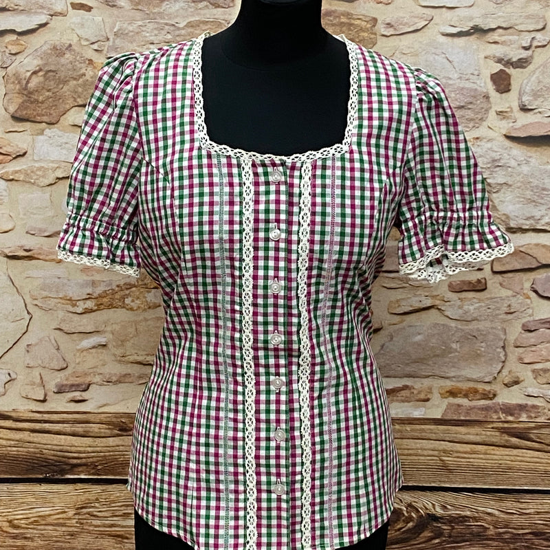 Karierte Trachtenbluse  Gr.38