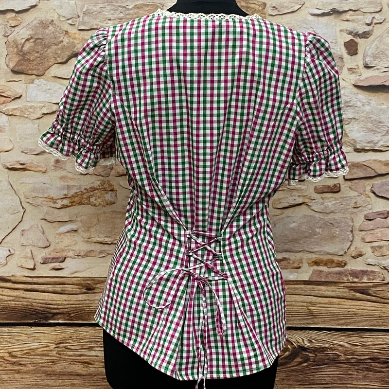 Karierte Trachtenbluse  Gr.38