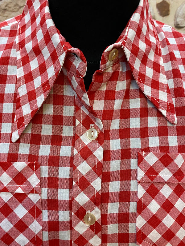 Karierte Trachtenbluse in Größe 40