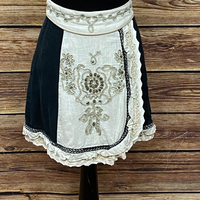 Kurzer  Trachtenrock in beige schwarz Landhausrock von Alphorn Gr.34