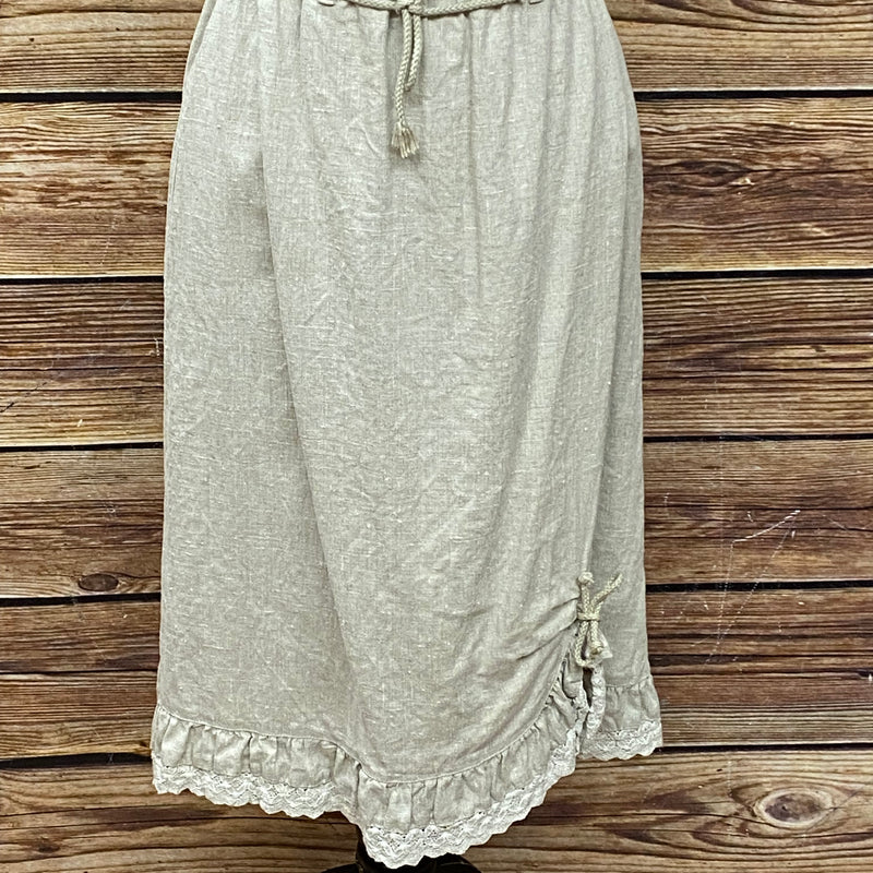 Vintage Leinenrock im Landhausstil langer Rock beige Gr.34