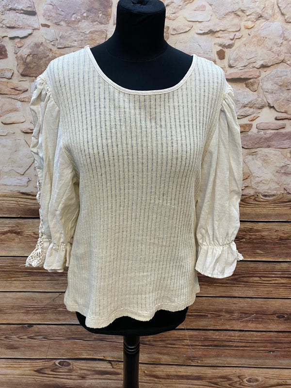 Vintage Trachtenshirt Größe 40 Beige