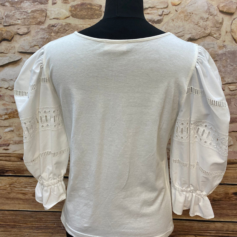 Cremefarbenes Landhaus Trachtenshirt Gr.38