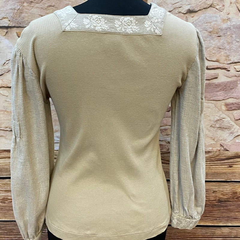 Elegantes Trachtenshirt in Beige - Größe 38
