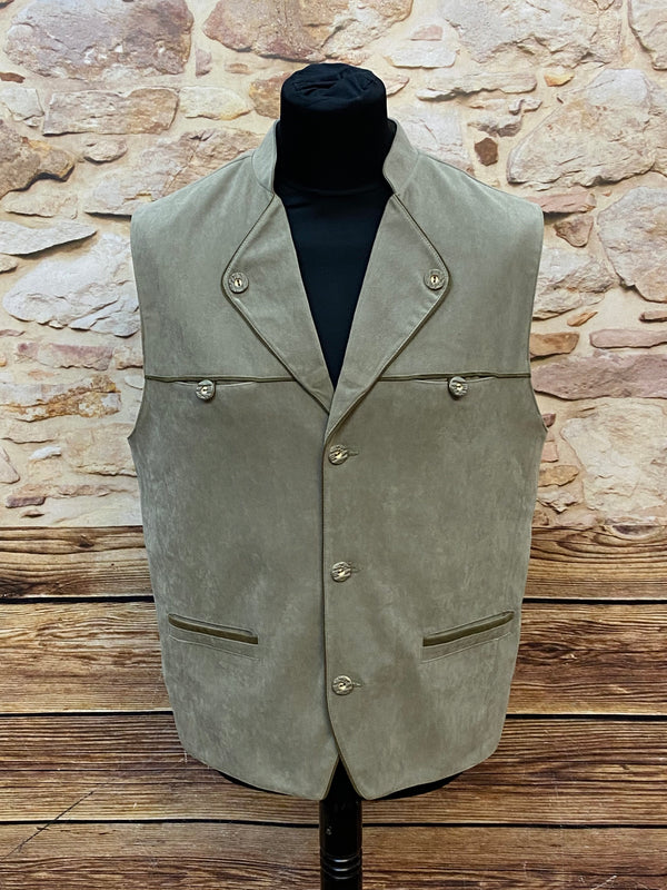 „Trachtenweste Herren beige Größe 48 klassisch Vorderansicht“