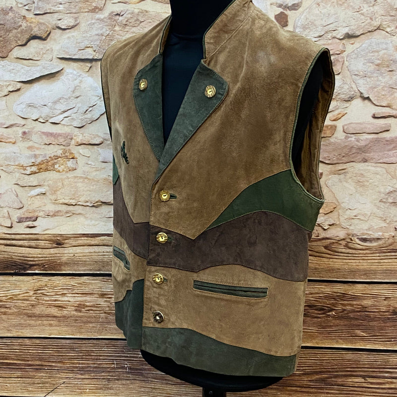 „Hochwertige Leder Trachtenweste Herren rustikal traditionell Vintage Look“