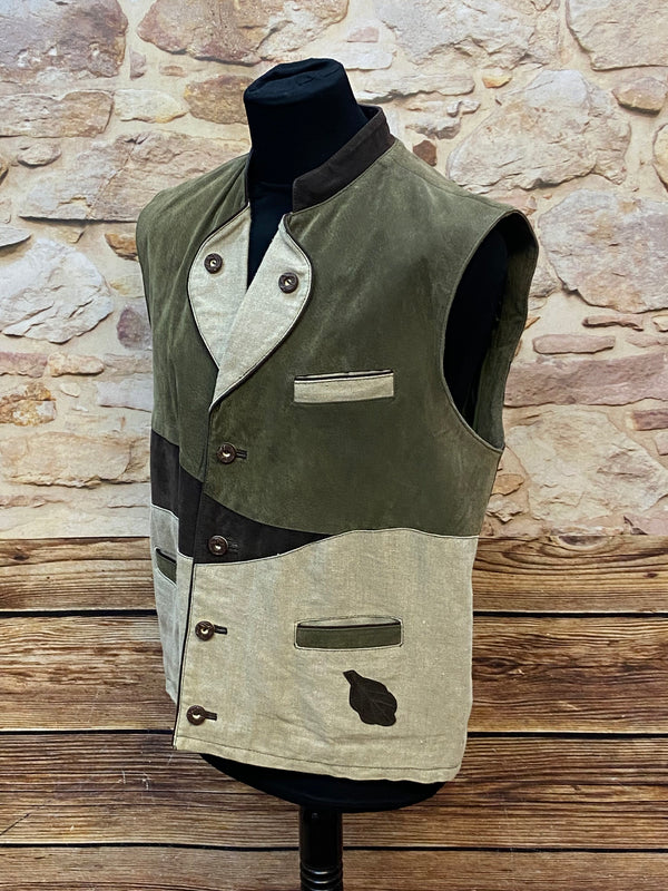„Hochwertige Leder Trachtenweste Herren traditionell rustikal Vintage Stil“