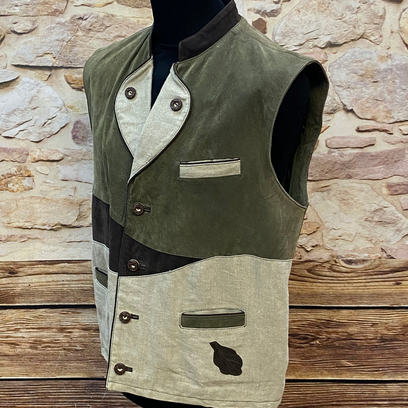 „Hochwertige Leder Trachtenweste Herren traditionell rustikal Vintage Stil“