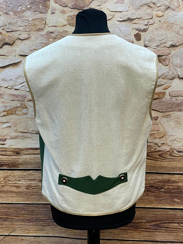 „Rückansicht Trachtenweste Herren Vintage beige grün traditionelle Trachtenkleidung“