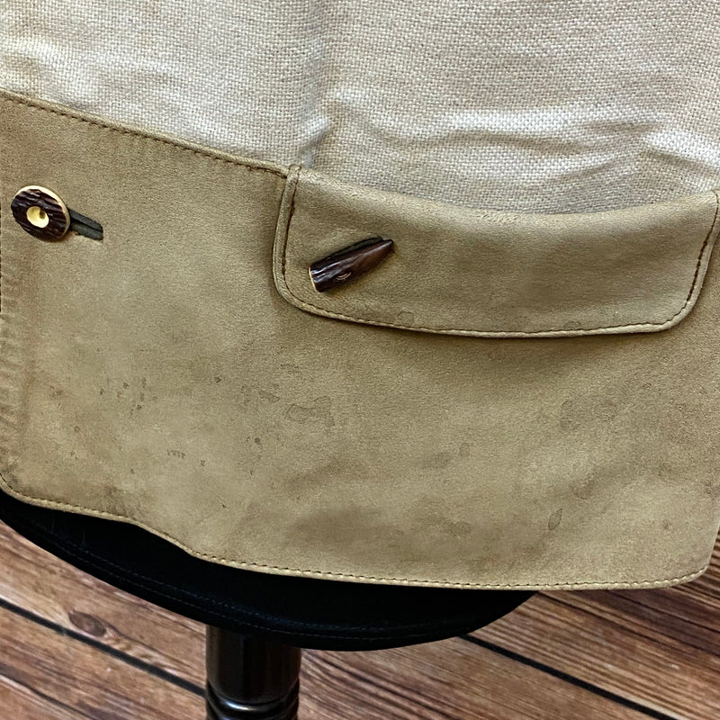 Trachtenweste Leder beige creme bestickt Vintage