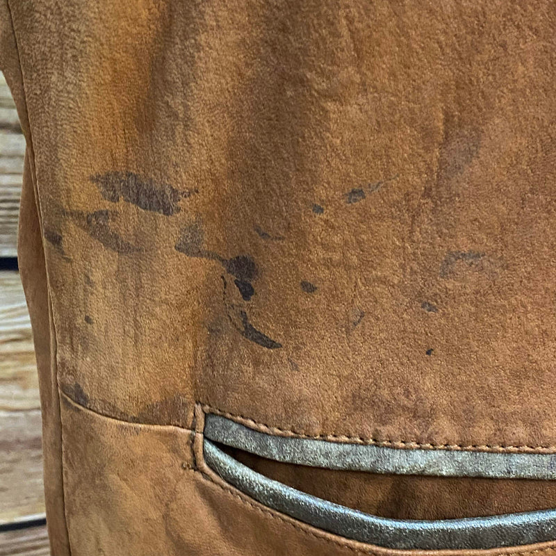 Trachtenweste Leder braun Vintage mit Motiv Stickerei SALE, Ansicht 4