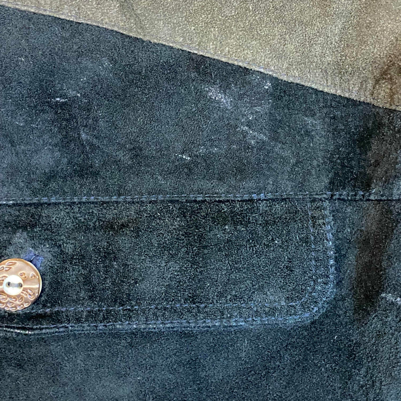 Trachtenweste Leder grün dunkelblau Vintage mit Stickerei Motiv, Ansicht 6