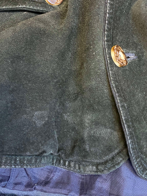 Trachtenweste Leder grün dunkelblau Vintage mit Stickerei Motiv, Ansicht 7