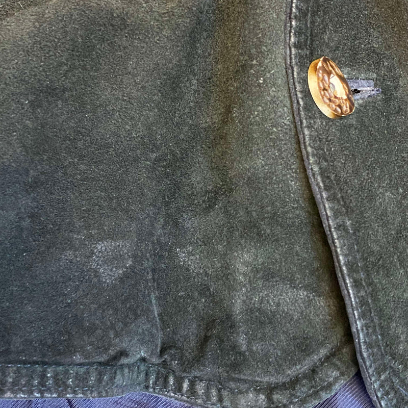 Trachtenweste Leder grün dunkelblau Vintage mit Stickerei Motiv, Ansicht 7
