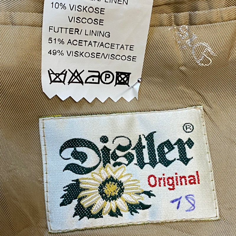 Vintage Trachtenweste Leinen/Leder Beige Distler – Gr. 50