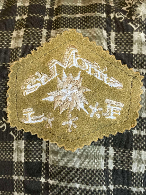 Trachtenweste Leinen Leder grün beige Vintage mit Stickerei