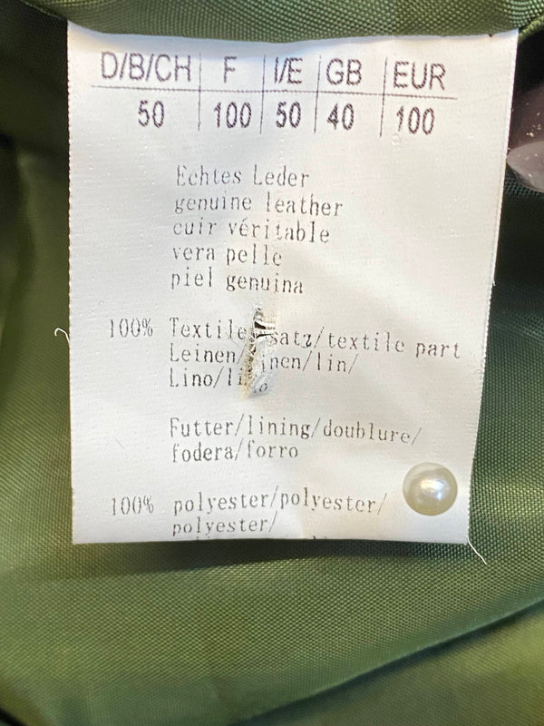 Vintage Trachtenweste Leder Braun/Grün mit Jagdmotiv Stickerei – Gr. 50, Ansicht 5