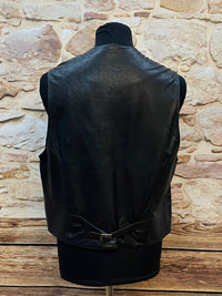 Gilet en cuir vintage noir élégant de Trapper taille L 