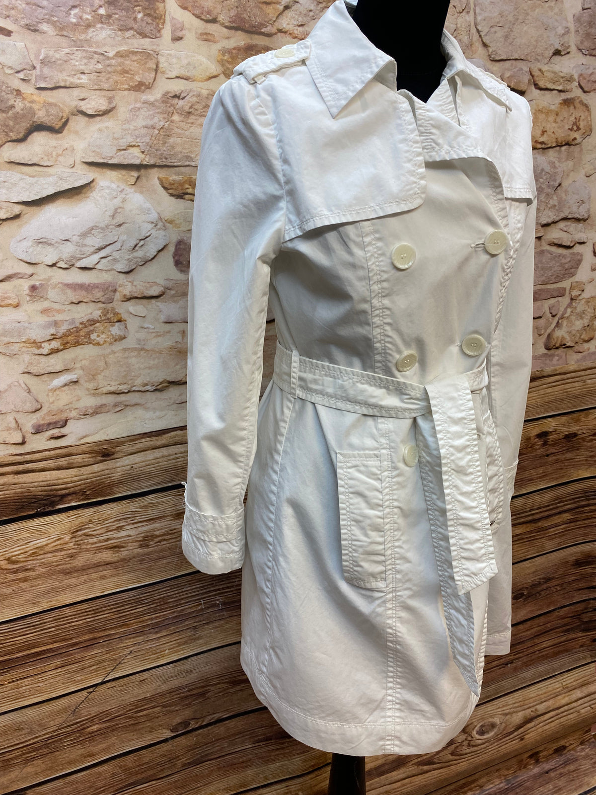 Trench mi-long taille 34 blanc, occasion 