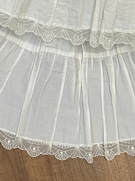Ivoryfarbener True-Vintage Petticoat Gr. M, 74 cm lang, Spitze & Tüll, elastischer Bund, original 50er Jahre.