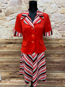 True Vintage Damen Kostüm, Rock mit Oberteil, rot Gr.42
