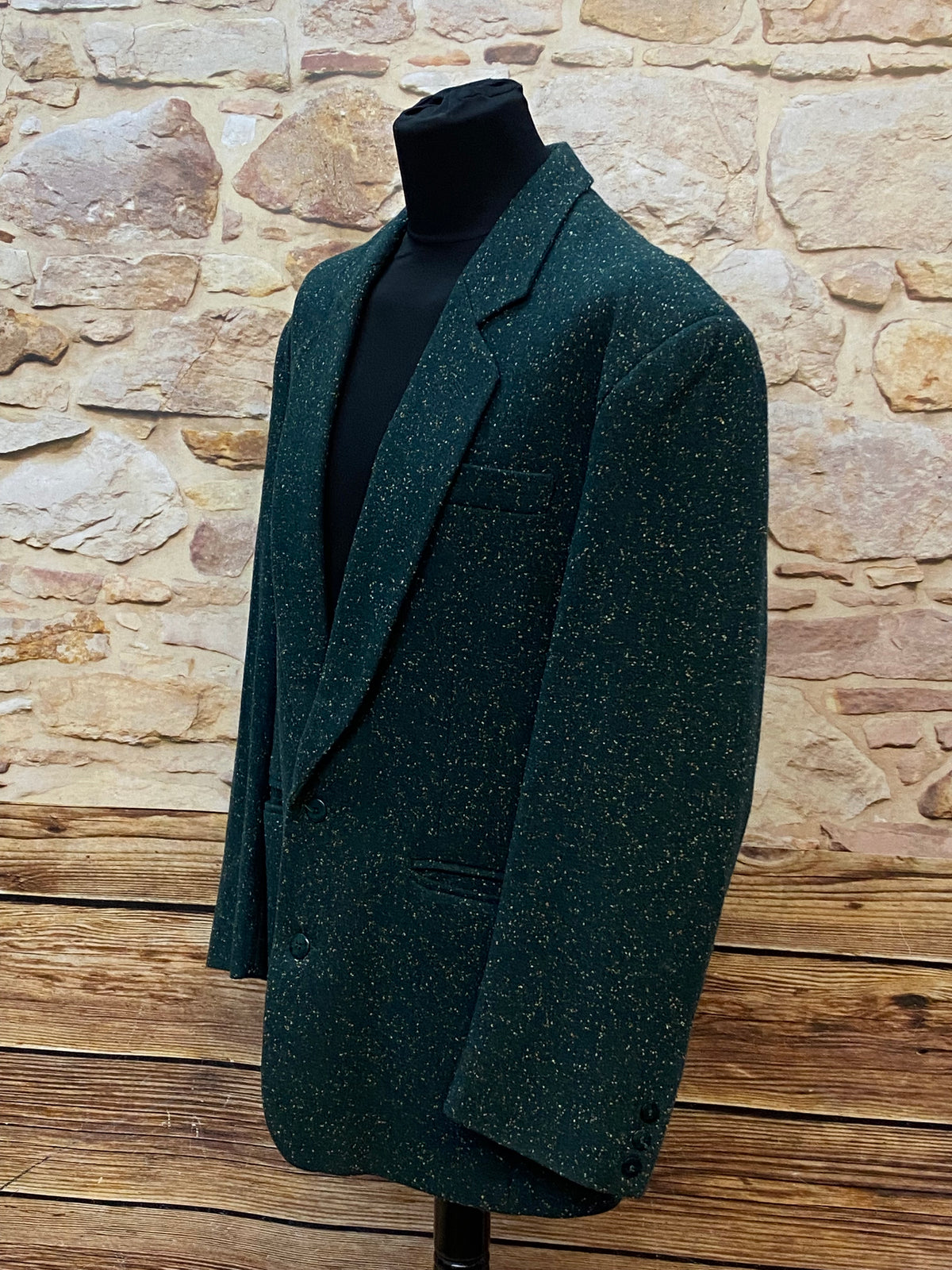 veste vintage, veste en tweed taille 50 homme en vert