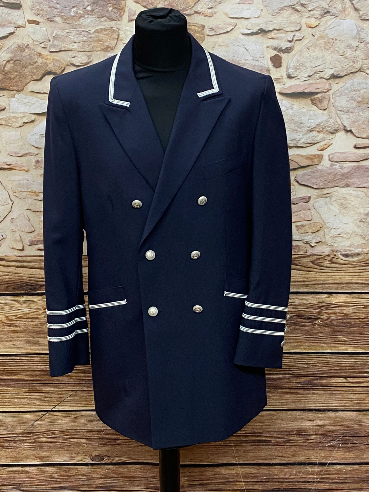 Lange Uniformjacke, Page, Hotel, Uniform Gr.48 dunkelblau