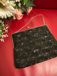 Vintage Abendtasche mit Pailletten und Perlenstickerei