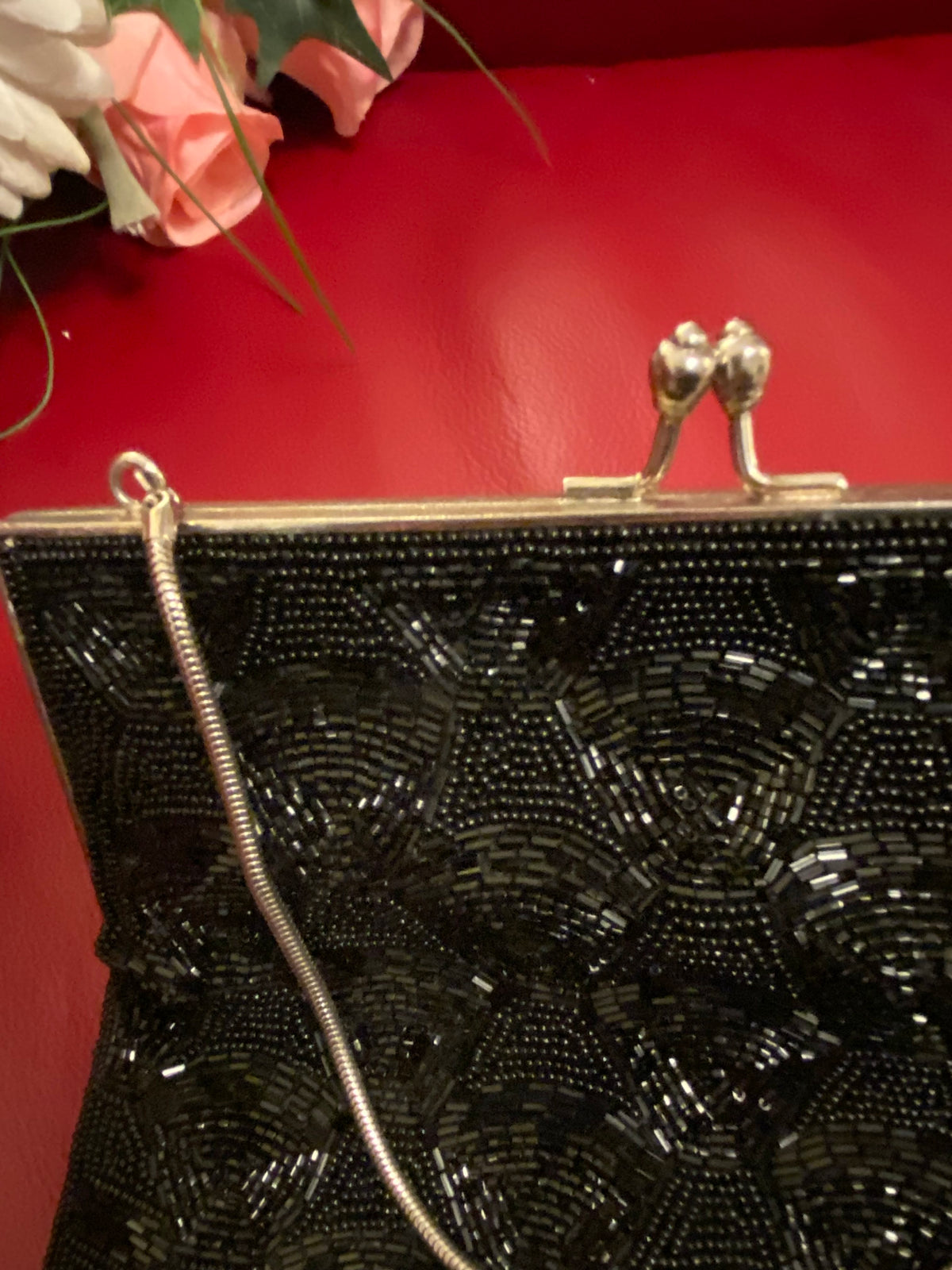 Vintage Abendtasche mit Pailletten und Perlenstickerei