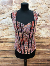 Vintage Damen Weste mit floralem Muster Gobelin-Stil Gr.46