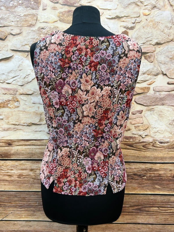 Vintage Damen Weste mit floralem Muster | Gobelin-Stil Gr.46, Ansicht 3