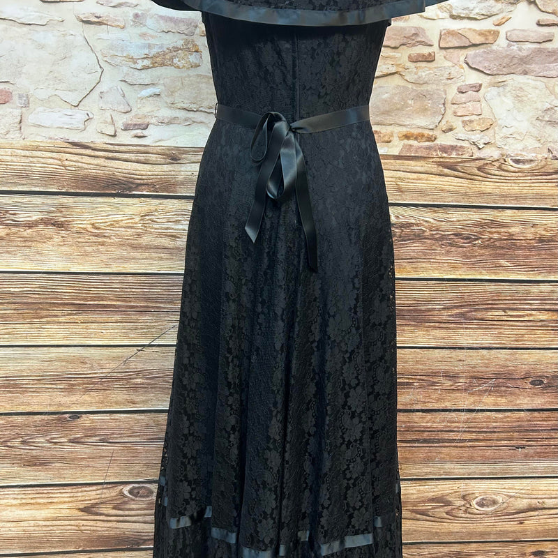 Vintage Spitzen-Maxikleid Gr. 34 – schwarze 80er-Jahre-Eleganz