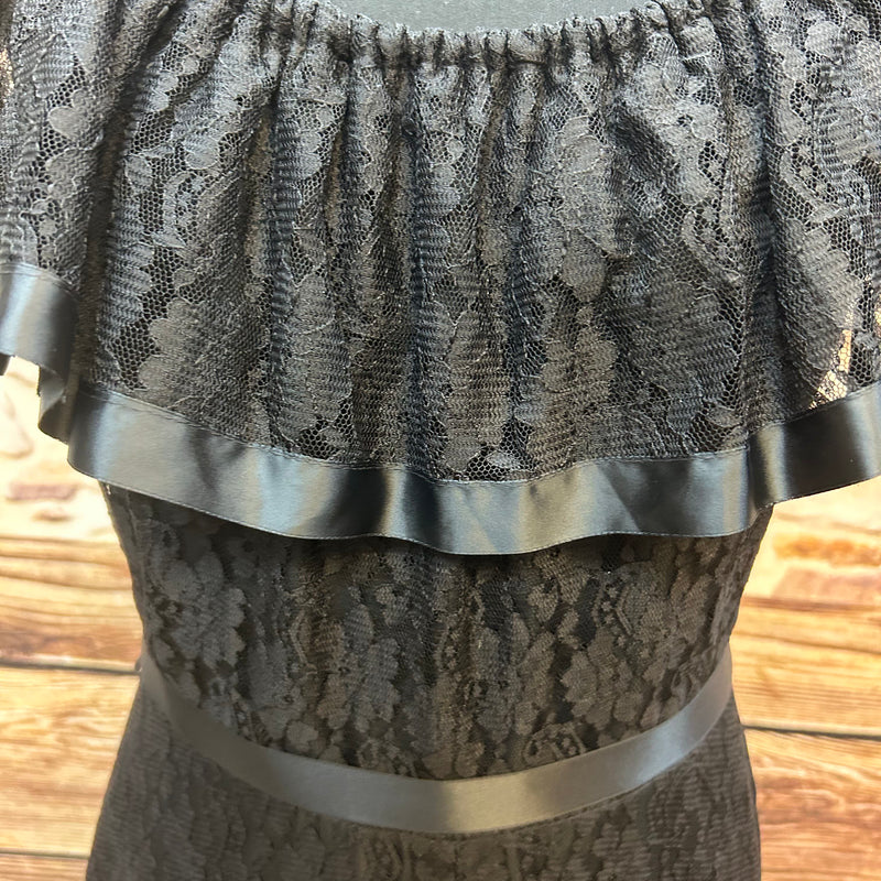 Vintage Spitzen-Maxikleid Gr. 34 – schwarze 80er-Jahre-Eleganz