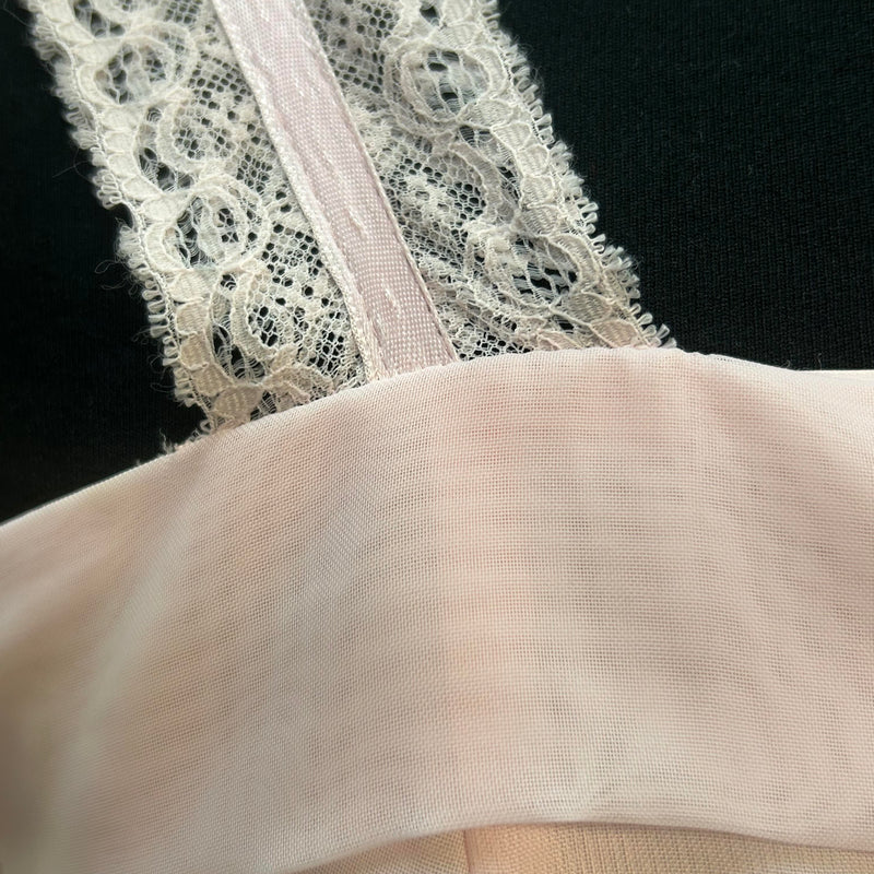Rosafarbenes Spitzenkleid + Bolero, 70er-Romantik, Unikat