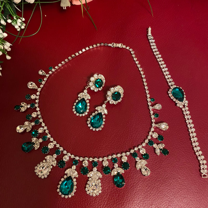 Vintage Schmuckset mit Collier, Armband und Ohrclips