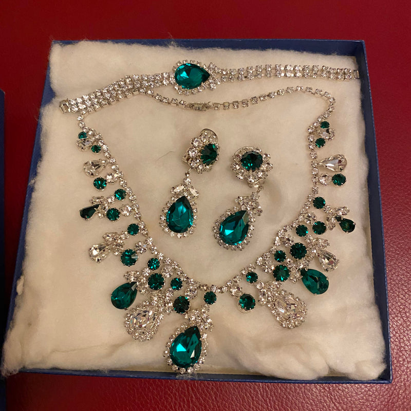Vintage Schmuckset mit Collier, Armband und Ohrclips