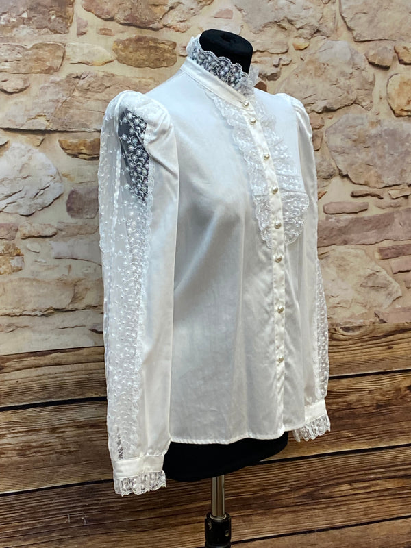 Rüschenbluse weiß Gr.38 Viktorianisch Gothic Steampunk