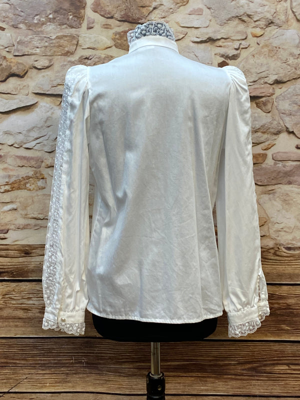 Steampunk-Bluse mit Rüschen weiß Viktorianisch Gothic Gr.36