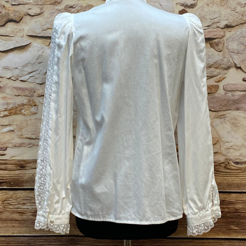 Steampunk-Bluse mit Rüschen weiß Viktorianisch Gothic Gr.36