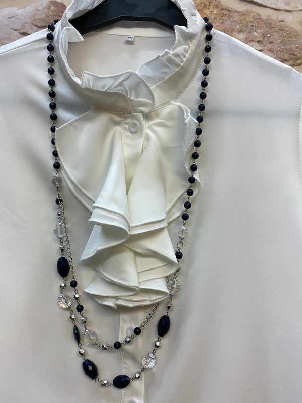 20er Jahre Damen Outfit Gr. 42 mit Marlenehose, Rüschenbluse und Fascinator