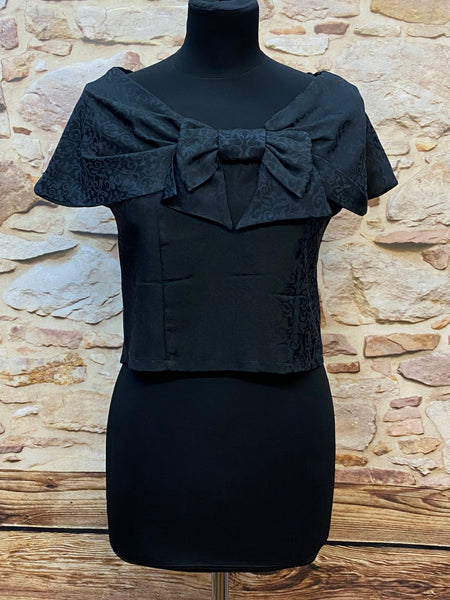 „Vintage 50er Jahre Schleifen-Top Damen in Schwarz Größe S Vorderansicht“