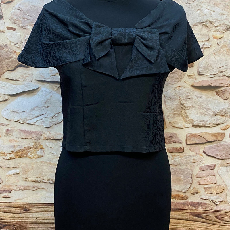 „Vintage 50er Jahre Schleifen-Top Damen in Schwarz Größe S Vorderansicht“