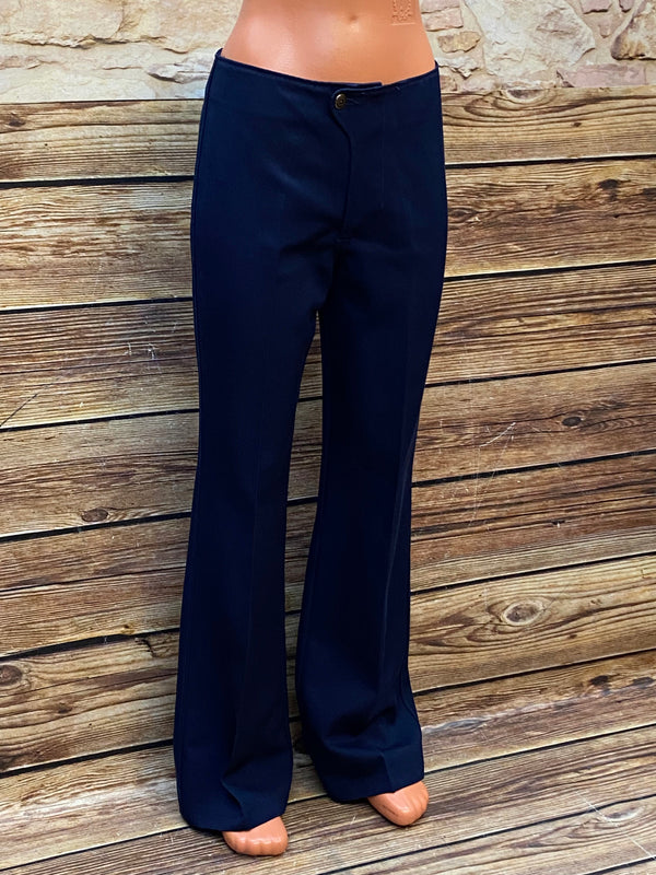 „Vintage Hose 70er Jahre Damen dunkelblau leicht ausgestelltes Bein“