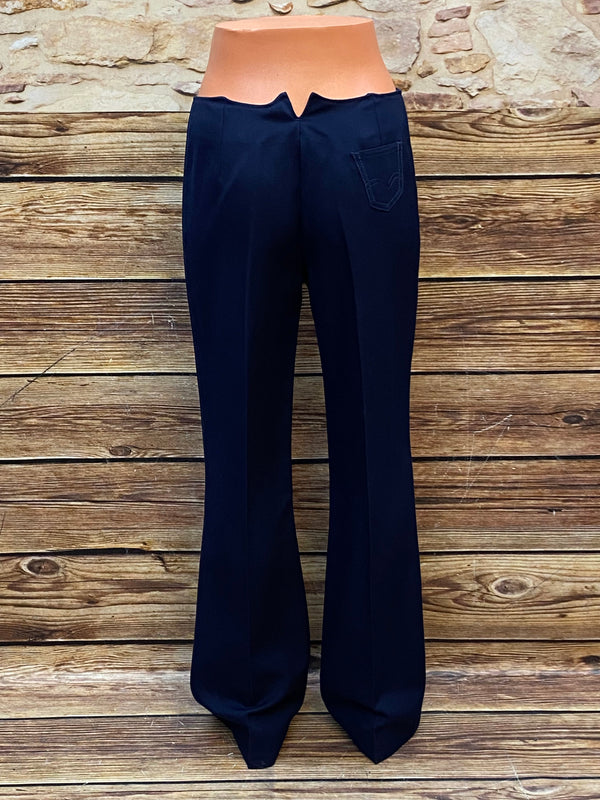 „True Vintage Damenhose 70er dunkelblau Rückansicht elegant“