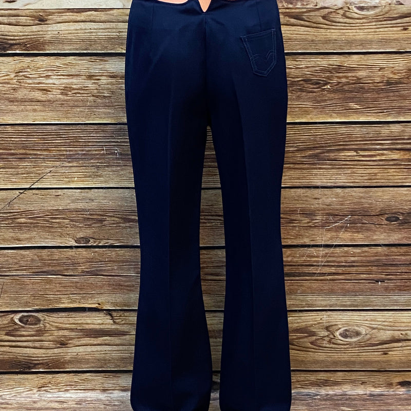 „True Vintage Damenhose 70er dunkelblau Rückansicht elegant“