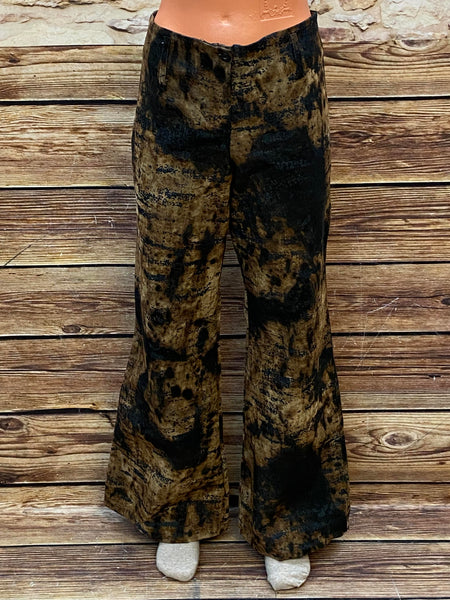 „Vintage 70er Schlaghose Damen braun schwarz marmoriert Boho Stil Hose“