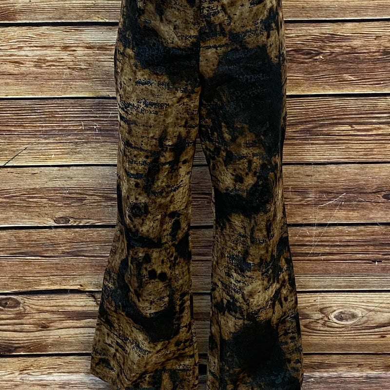 „Vintage 70er Schlaghose Damen braun schwarz marmoriert Boho Stil Hose“