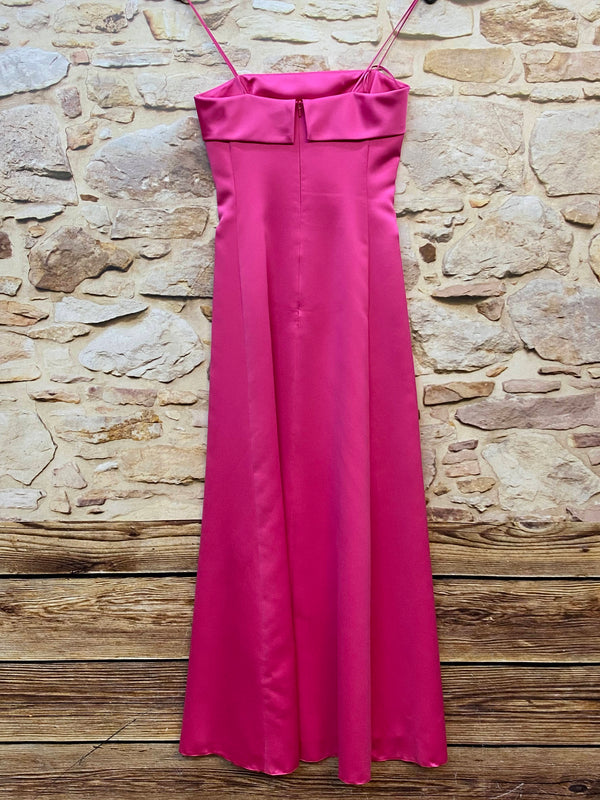 „Rückansicht Vintage Abendkleid pink lang mit Reißverschluss“