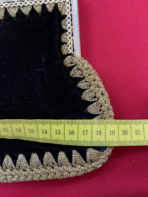 Vintage Abendtasche Schwarz Gold Samt mit Metallbügel – Kettentasche Elegant, Ansicht 4